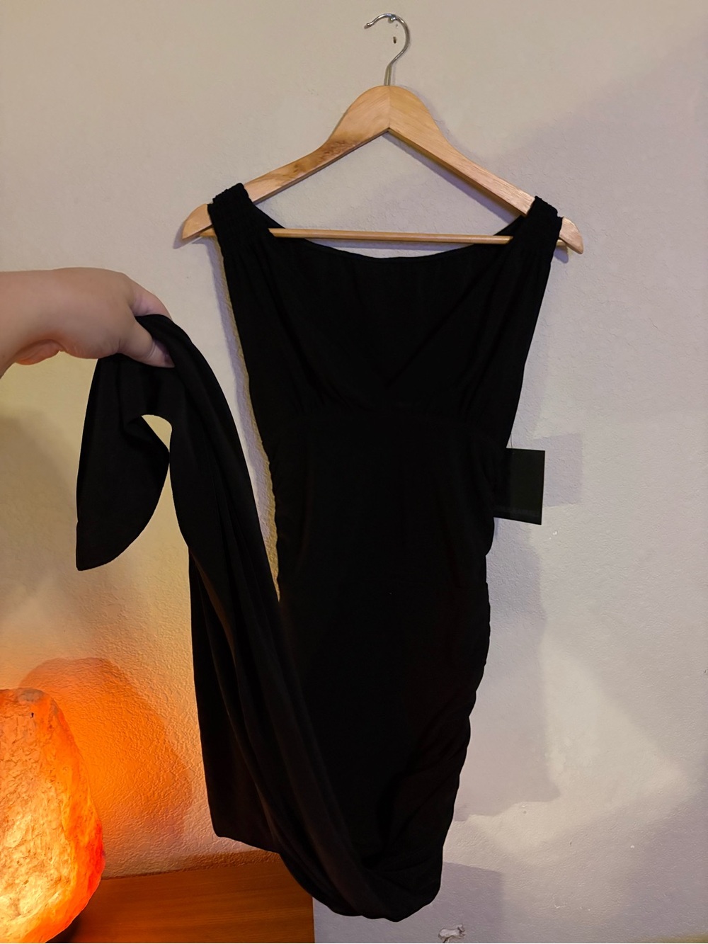 Norma Kamali Black Off-Shoulder Midi Dress